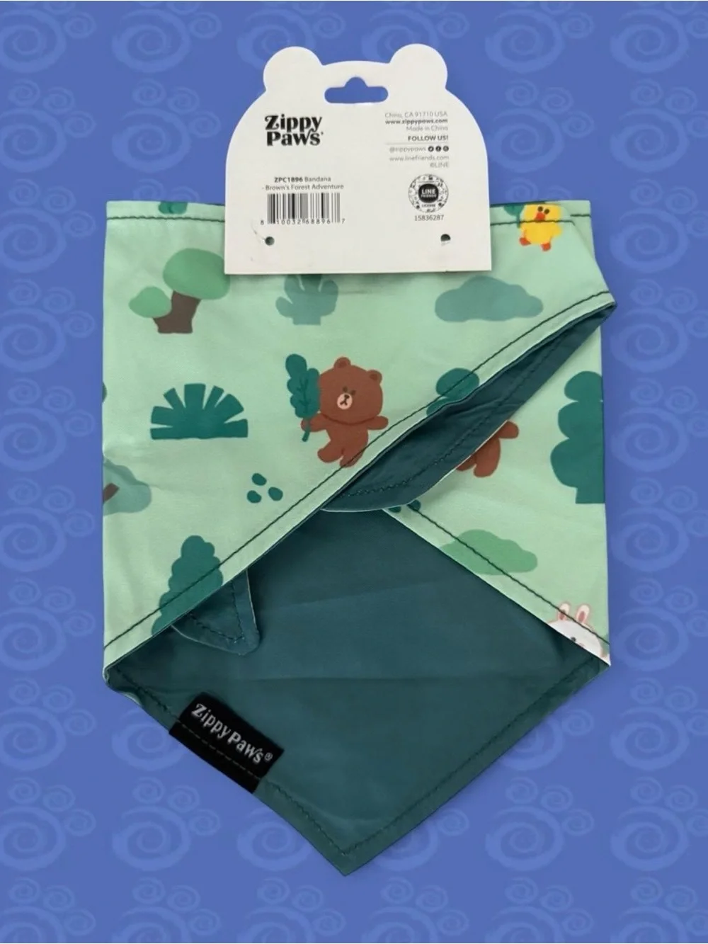 Zippy Paws Bandana for Dogs Line Friends Bear Brown's Forest Adventure #dogacces